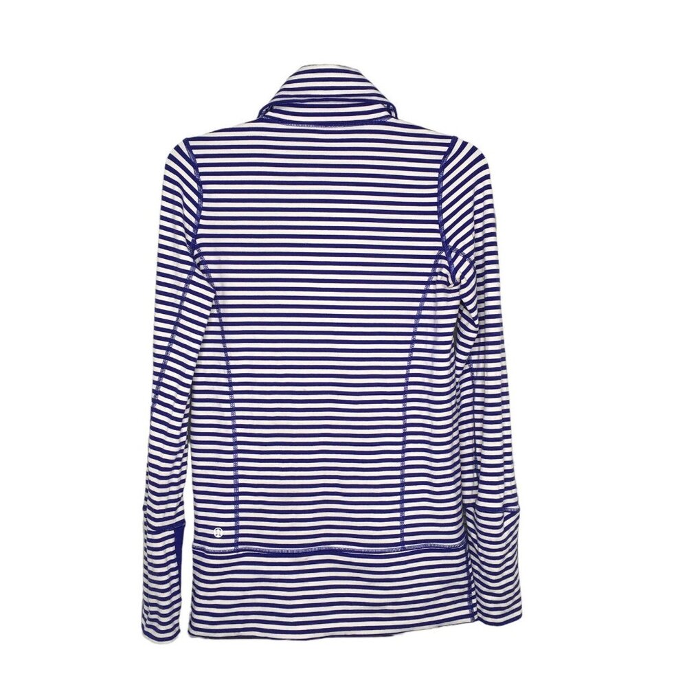 Lululemon In Stride Jacket Pigment Blue White Narrow Bold Stripe Women Size 4 - Picture 3 of 16